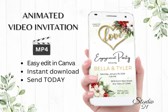 Christmas Engagement Party Invite W1180: A Festive Digital Evite