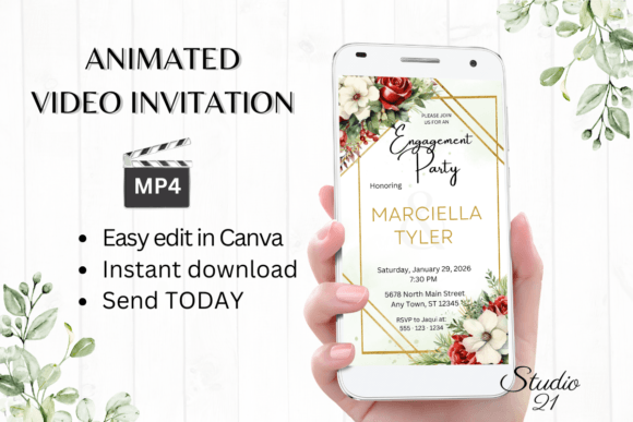 Christmas Engagement Party Invite W1184: Festive Digital Invites