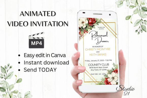 Christmas Rehearsal Dinner Invite W7184: Your Festive Digital Solution