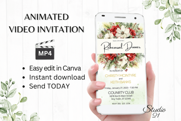 Christmas Rehearsal Dinner Invite W7186: A Festive Digital Template