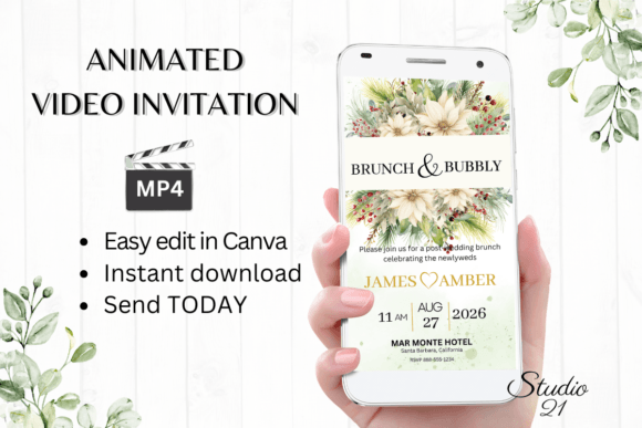 Christmas Wedding Brunch Invite W9176: A Festive Digital Evite