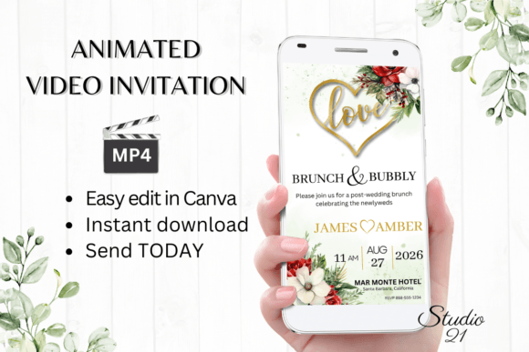 Christmas Wedding Brunch Invite W9180: Your Animated Digital Solution