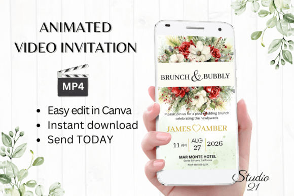 Christmas Wedding Brunch Invite W9186: Your Festive Digital Solution