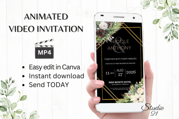 Christmas Wedding Invitation W8175: A Festive Digital Solution