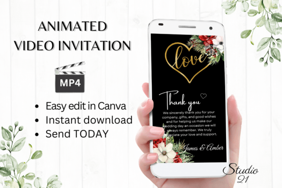 Christmas Wedding Thank You W9181TU: Elegant Script for Festive Gratitude