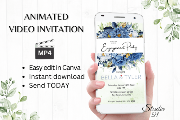 Digital Engagement Party Invite W1146: A Modern Celebration Template