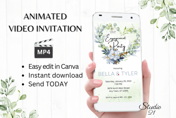 Digital Engagement Party Invite W1148: A Modern Typography Solution
