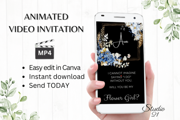 Digital Flower Girl Proposal W3143FG: An Animated Invitation Template
