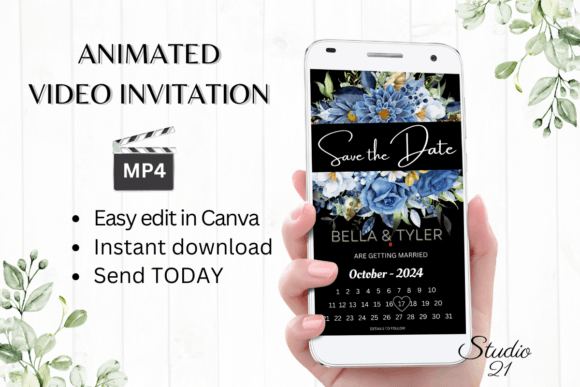 Digital Save the Date W2147B: A Modern Animated Invitation Template