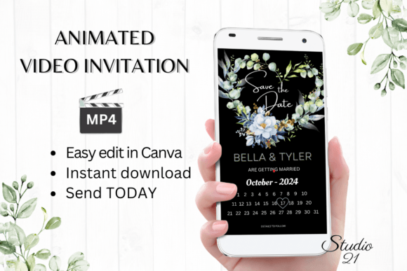 Digital Save the Date W2149B: Your Animated Wedding Evite Solution