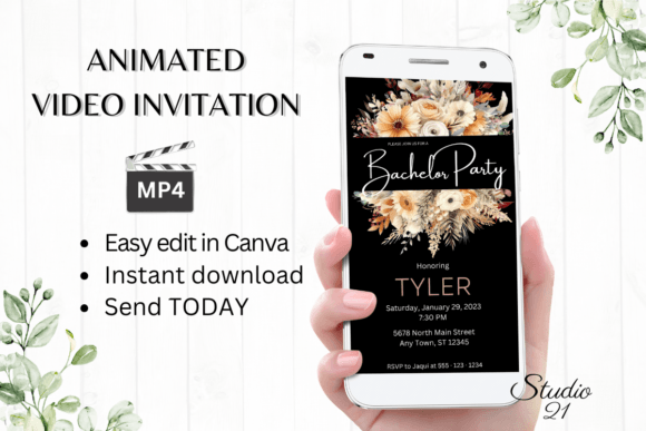 Effortless Autumn Invites: The Fall Bachelor Party Invite W5167