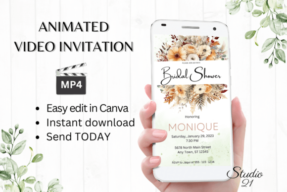 Effortless Elegance: Mastering Fall Bridal Shower Invite W4166