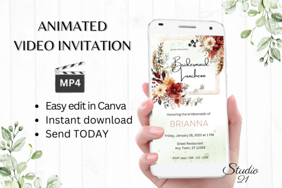 Fall Bridesmaid Luncheon W4152BL: A Digital Invitation Template