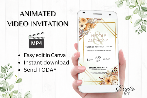 Fall Wedding Invitation W8164: Your Autumnal Digital Evite Solution