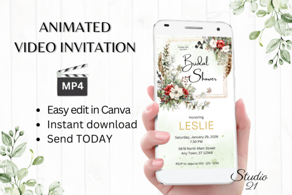 Festive Flair: The Christmas Bridal Shower Invite W4182