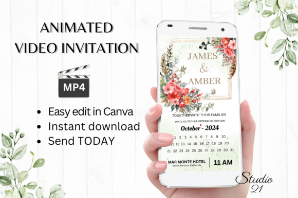 Floral Wedding Invitation W8132B: Your Digital Evite, Simplified