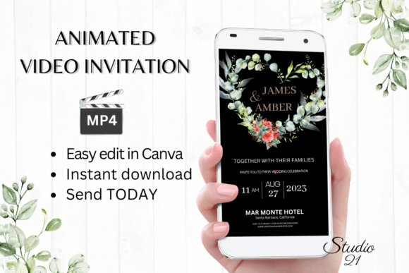 Floral Wedding Invitation W8139: Instant Digital Elegance
