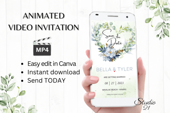 Modern Invitations: Digital Save the Date Announcement W2148