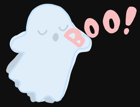 Monotone Color Cute Ghost Line Art Boo! for Halloween Design